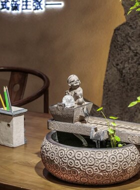 汉韵堂招财流水摆件前台办公室门厅生财桌面喷泉水景高档开业礼品