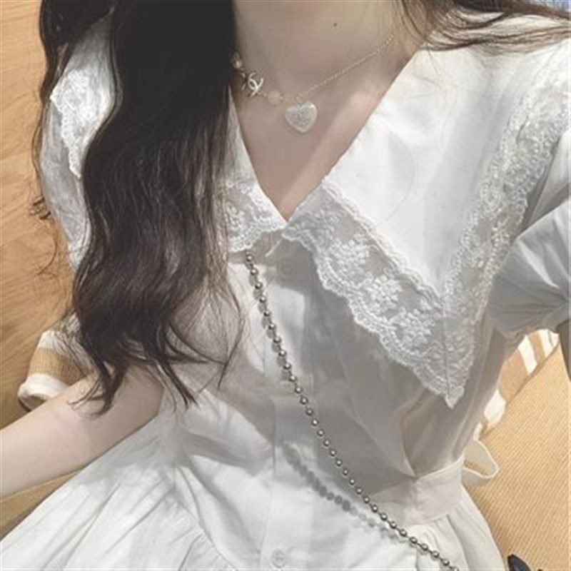 法式白色连衣裙子少女夏装2v023新款初中高中学生初恋超仙女长裙
