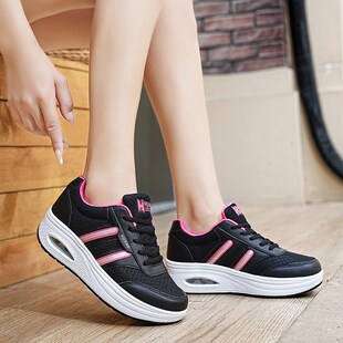 摇摇鞋女网面透气运动鞋2024新款女鞋秋季单鞋轻便厚底休闲松糕鞋
