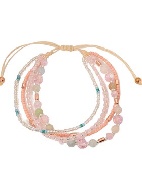 民族风复古手工串珠编织手环女式度假旅游风可调节米珠手链手饰品