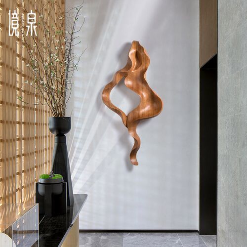 境泉墙面艺术装置木雕壁饰样板房玄关立体墙饰会所墙上装饰品挂件