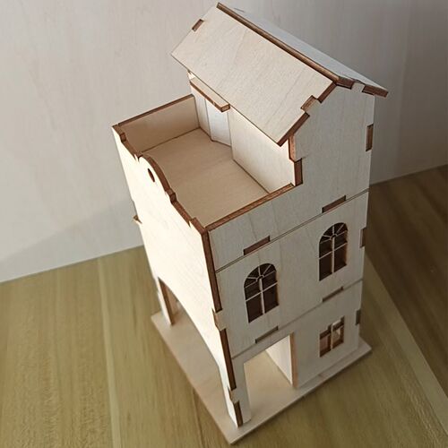 骑楼木质拼装模型亲子玩具榫卯积木3d组装玩具送男友同学儿童礼物