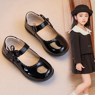 女童皮鞋黑色演出鞋表演鞋公主鞋儿童小皮鞋宝宝学生软底单鞋校鞋