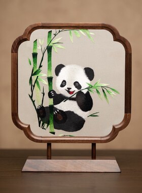 苏州刺绣摆件手工双面绣中式客厅装饰摆台国风刺绣创意商务伴手礼