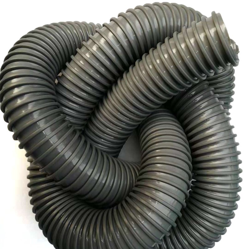 PD方筋新款波纹吸尘管耐压灰骨架风PVC管塑料筋管-牛筋管