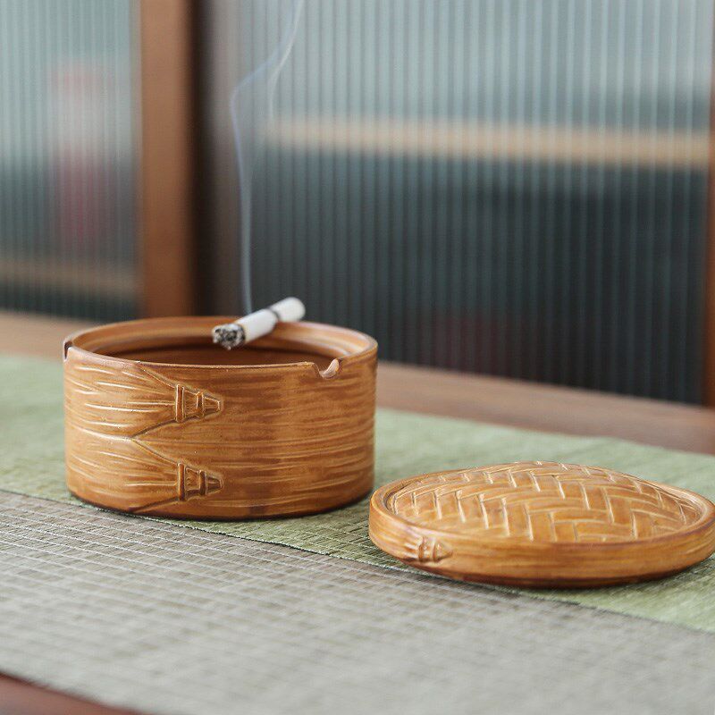 创意烟灰缸带盖防飞灰复古怀旧蒸蒸日上性潮流办公室