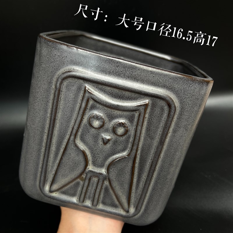 出口原单陶瓷植物类型绿植方形复古感猫皇后图片花盆小多肉盆