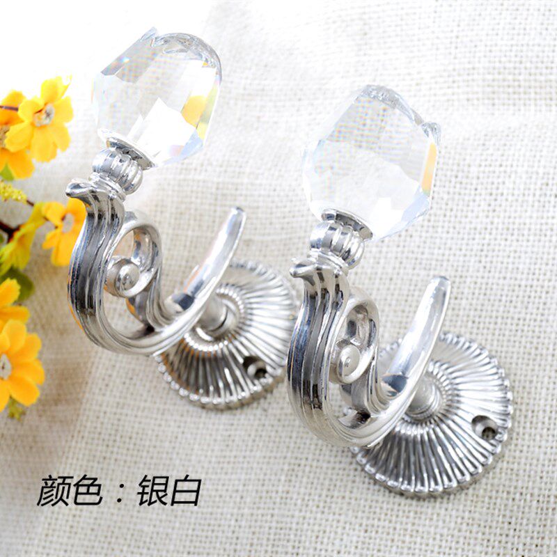 一对玫瑰水晶窗帘挂钩墙钩现代合金窗帘扣钩子窗帘钩