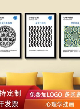 心理学挂画错觉关挂图心理咨询室布置视觉测试装饰画现代