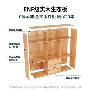 定制ENF级一柜到顶实木家用卧室小户型柜子出租房推拉门衣橱