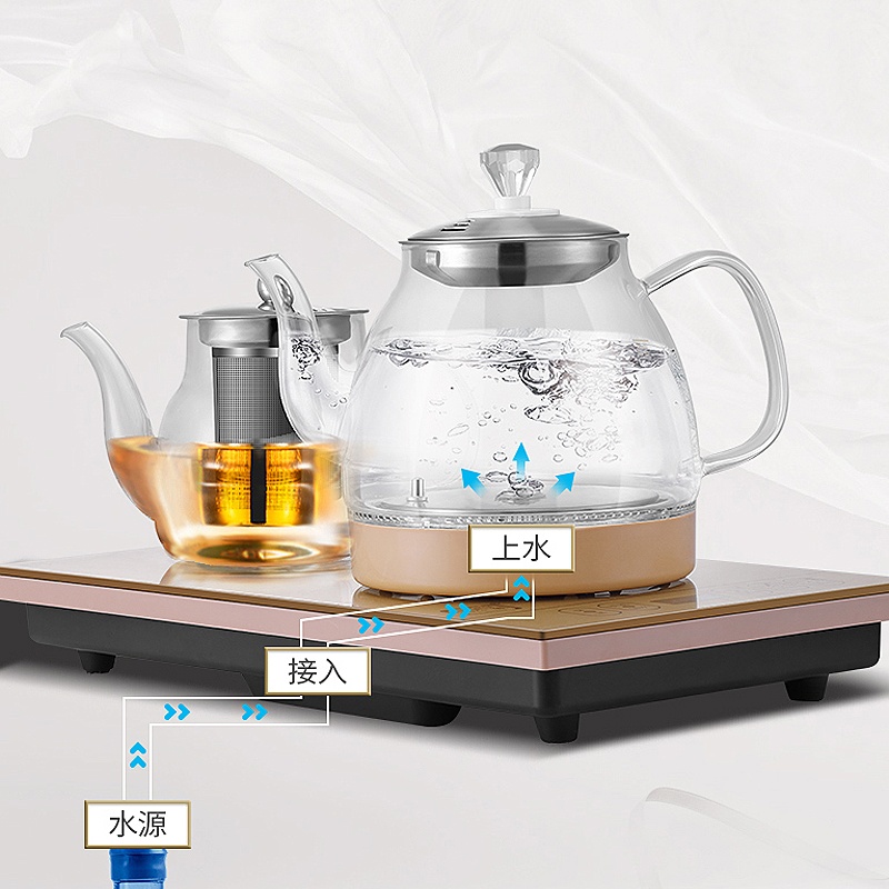 全自动底部上水壶茶台泡茶具专用电热烧水壶一体机茶桌抽水嵌入式