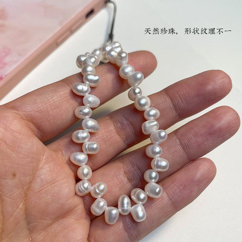 琼睿天然异形珍珠手链女短款手腕挂件手防丢挂绳文艺短款挂链级感