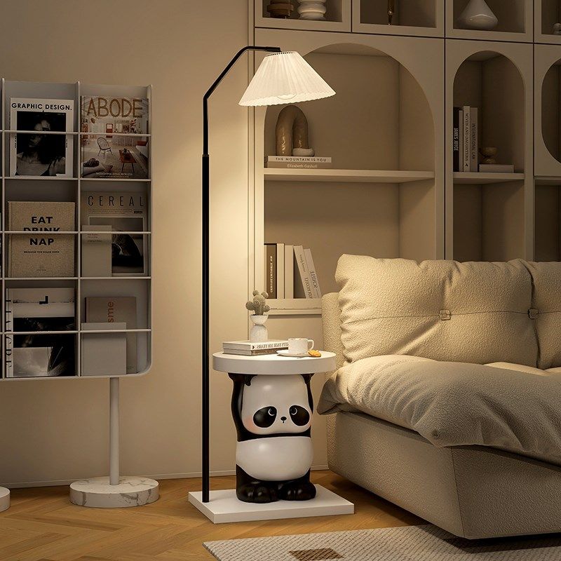 熊猫落地灯一体奶油风卧室床头柜卡通台灯客厅沙发旁儿童房氛围灯,家装灯饰光源,装饰落地灯,淘宝优惠券,粉丝福利购,淘宝优惠卷