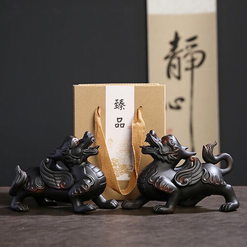 紫陶招财貔貅家居饰品手工客厅办公室电视柜礼品摆设茶宠