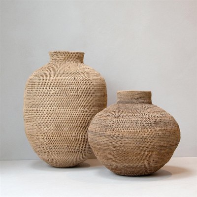 津巴布韦进口手工编织装饰壶篮复古侘寂风软装民宿陈列装置