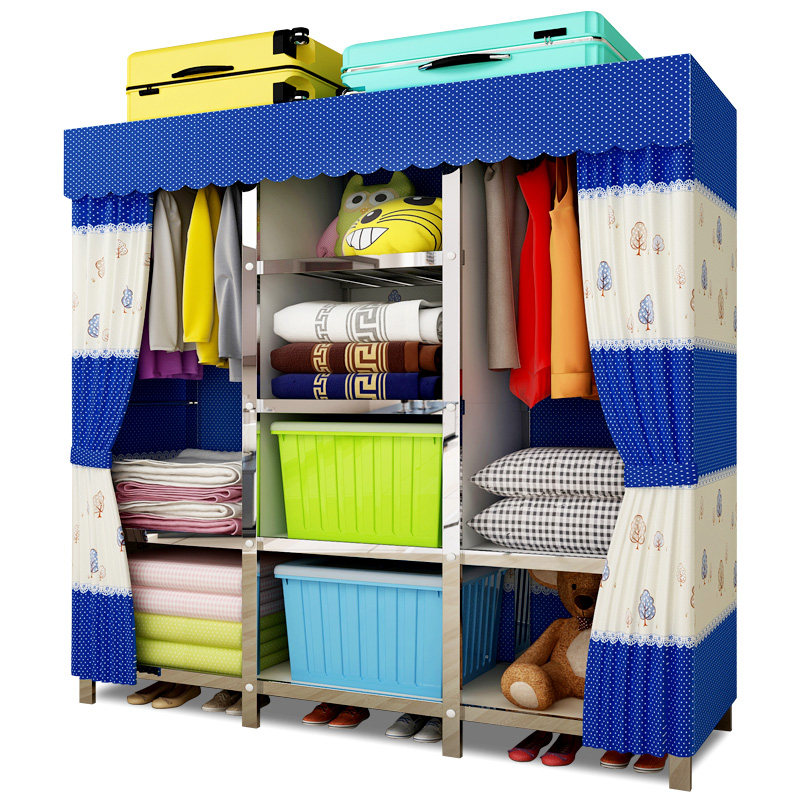 管布艺螺丝组装加粗加固人单人衣橱组装挂架