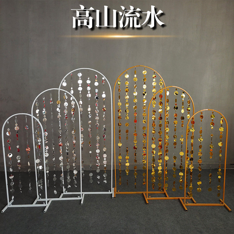 婚庆铁艺门金色流水水晶珠架环橱装饰铁艺引