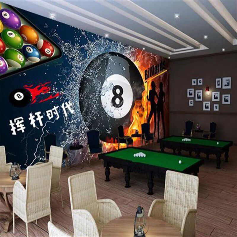 台球室墙面装饰海报画背景墙图片墙自粘壁画台球厅纸大墙纸