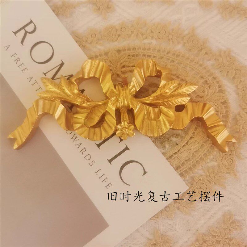 树脂相框装饰欧式金色蝴碟结仿珍珠链条挂饰扇子挂件装饰