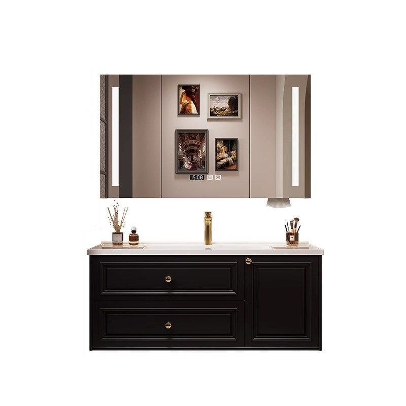 法式复古黑色烤漆烤漆浴室柜陶瓷一体盆洗漱台洗手台