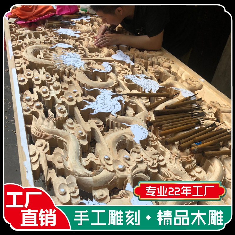 来图定制雕花板实木雕花屏风中欧式镂空雕花玄光木雕手工浮雕隔断