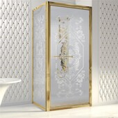 别墅豪华金色玫瑰金屏风干湿分区工艺纹钢化玻璃