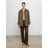 edit CREATE DAY 100%绵羊毛拼接格纹大衣