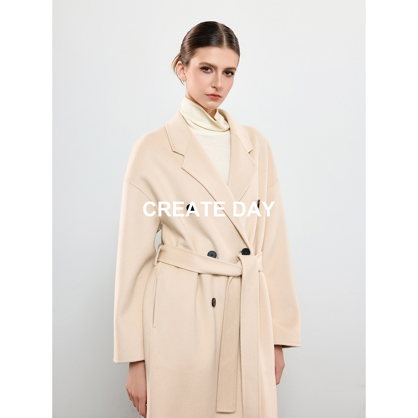 CREATE DAY 国王的礼物 12.5微米100%绵羊毛双面呢长款大衣外套女,女装/女士精品,毛呢外套,淘宝优惠券,粉丝福利购,淘宝优惠卷