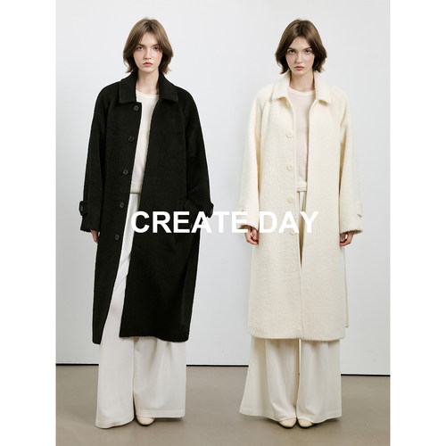 CREATEDAYBC苏丽圈圈拉毛大衣
