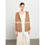 CREATE DAY M家100%山羊绒连帽外套女秋冬休闲拉链款保暖毛呢卫衣