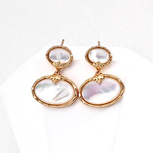 S925银复古母贝耳环