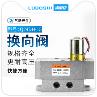 24V二位四通气动电磁阀Q24DH单电控换向阀Q24D2H 15AC220V