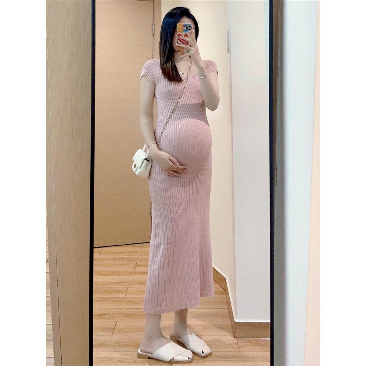 千一百顺孕妇针织连衣裙2024夏季新款中长冰丝方领剪裁长裙,3C数码配件,USB多功能数码宝,淘宝优惠券,粉丝福利购,淘宝优惠卷