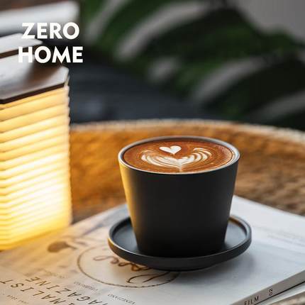 ZERO-HOME 陶瓷猪口拉花杯 简约拿铁杯 日式精致哑光纯色咖啡杯碟