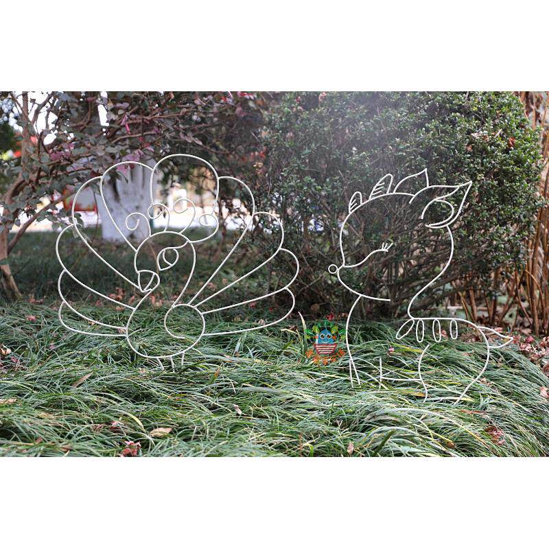 包邮小鹿孔雀动物造型铁艺做旧花架铁线 线莲蓝雪花爬藤架平面支