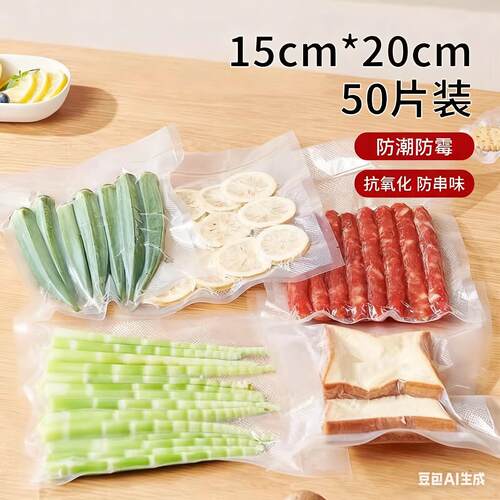 拜杰真空保鲜袋50祇15cm*20cm真空袋食品抽真空袋食品级塑封袋封