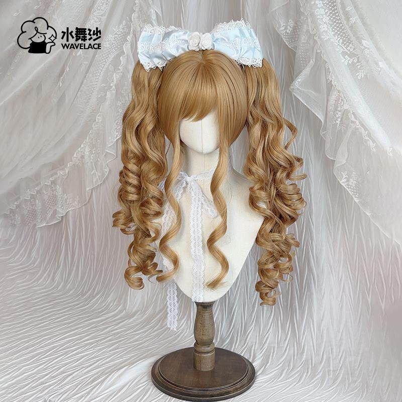 【古早洋娃娃】水舞沙假发女Lolita虎口夹双马尾日系长卷发全头套