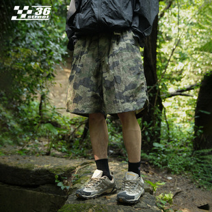 潮牌休闲中裤 户外登山尼龙迷彩速干短裤 美式 宽松运动五分裤 男夏季