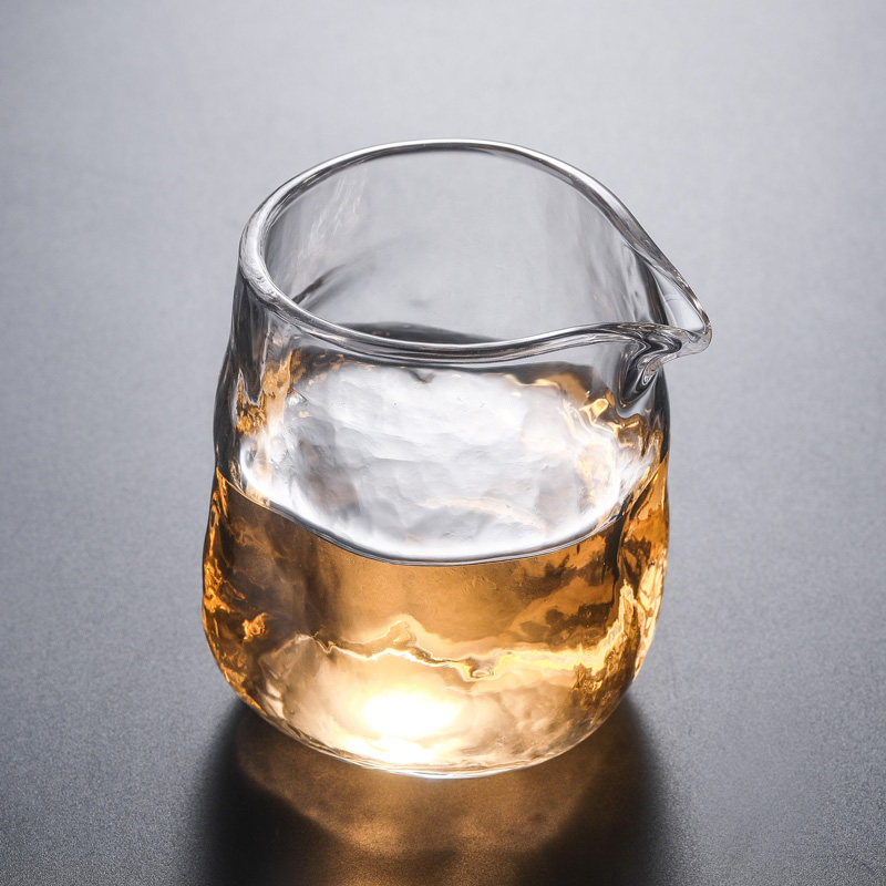 日式玻璃公道杯锤纹加厚分茶器匀杯手工制作随形茶海耐高温茶具