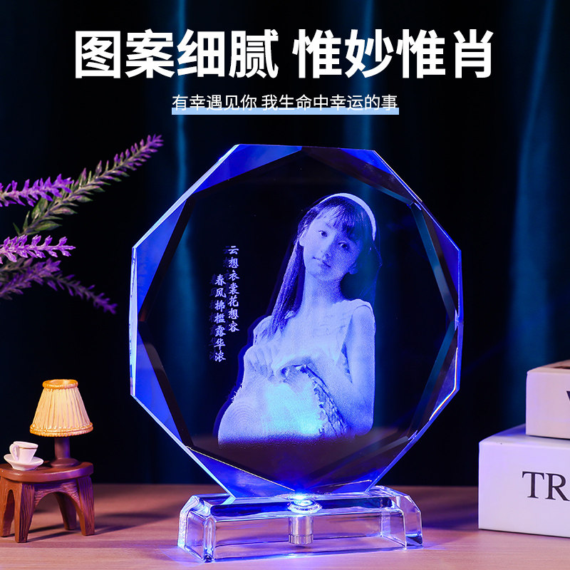 琉璃锤子玻璃画定制相框 创意生日礼物女生 男生送女朋友老婆照片图片