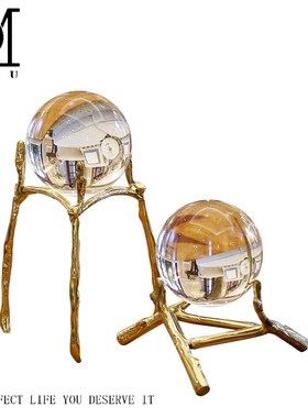 北欧水晶球摆件欧式现代轻奢客厅电视柜书柜办公室酒柜家居装饰品