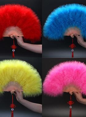 走秀羽毛扇子中式仙气加厚绒毛扇子升级版全绒加厚羽毛扇标准扇舞