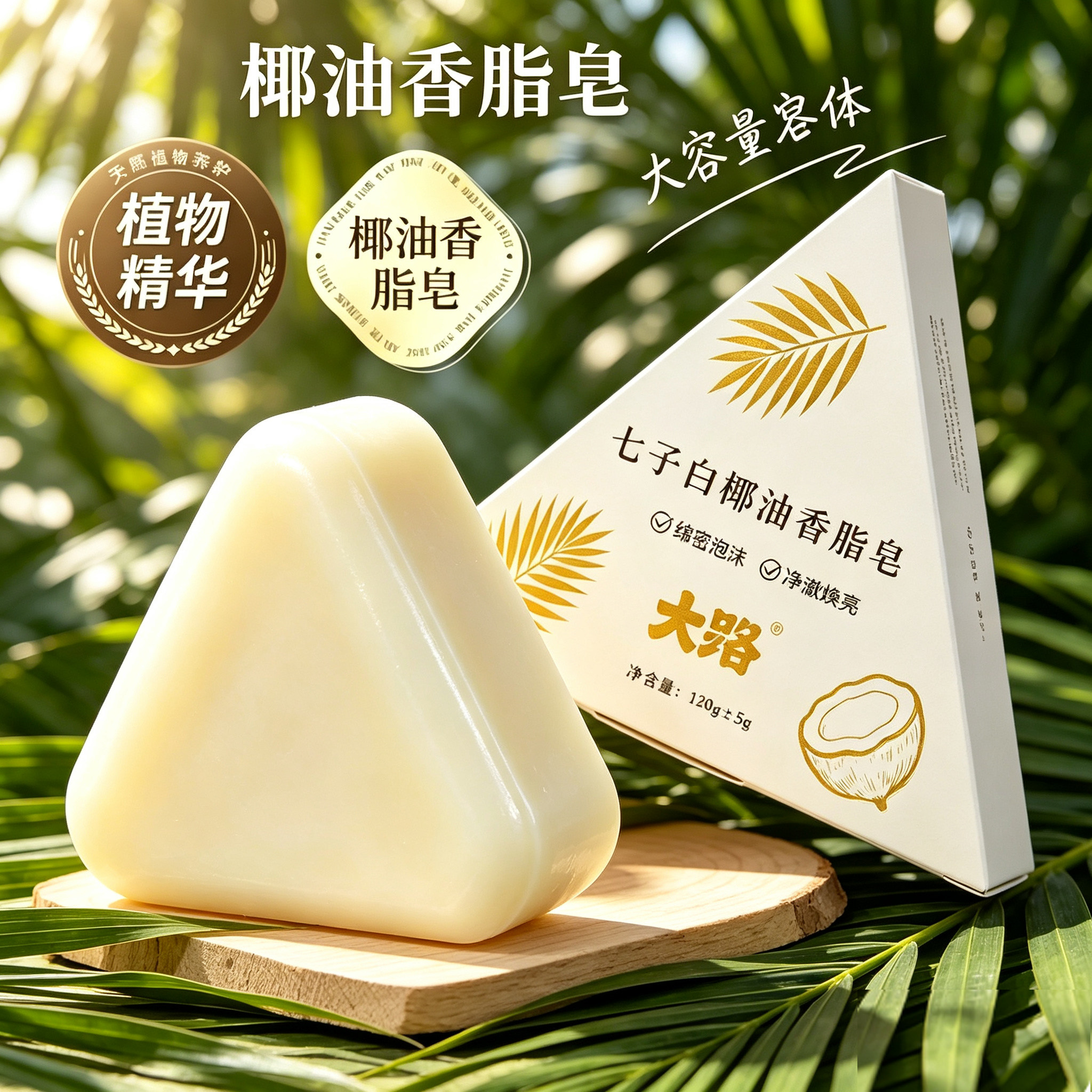 七子白椰油香脂皂草本植萃清洁温和配方舒润肌肤洗脸洁面皂洗澡