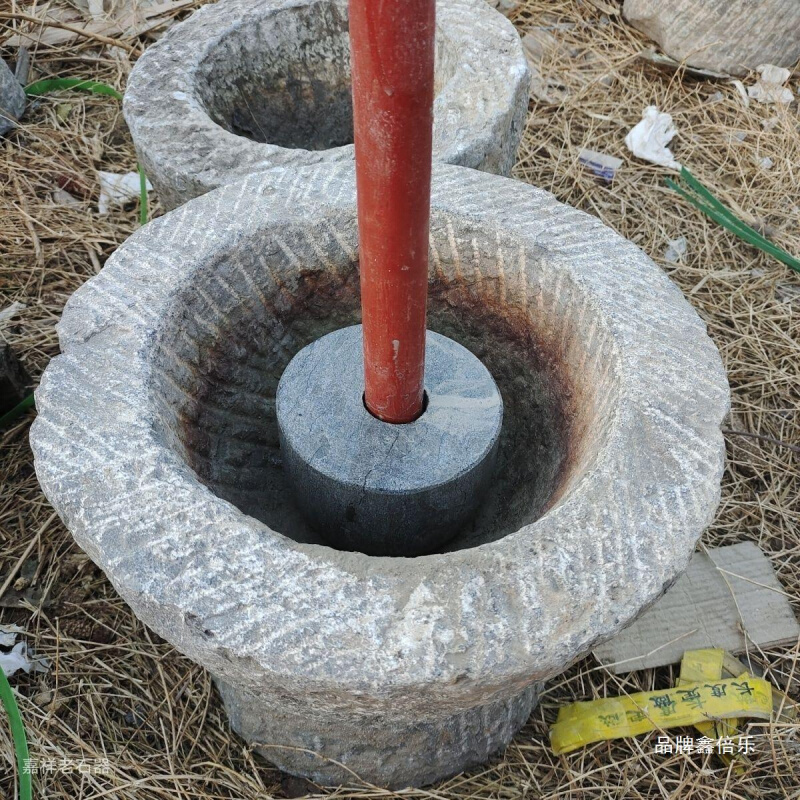 家用工具对打老式对窝打木把手石锤窝不含糍粑石头年糕人工棒