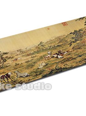 清 郎士宁d 朗世宁 百骏图 局部 3款可选 国画桌垫/鼠标垫90x30cm