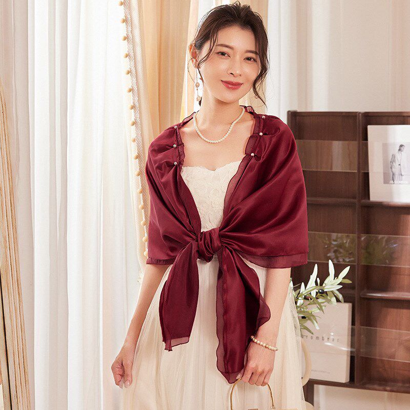 红色新娘小披肩围巾婚庆婚纱巾女士伴娘外套晚礼服旗袍外搭88619