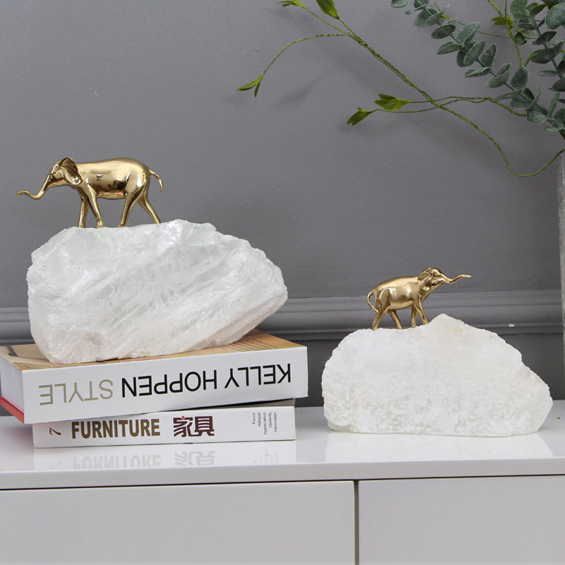 现代简约客厅酒柜书柜纯铜象摆件吉祥铜象乔迁送礼招财象装饰摆饰