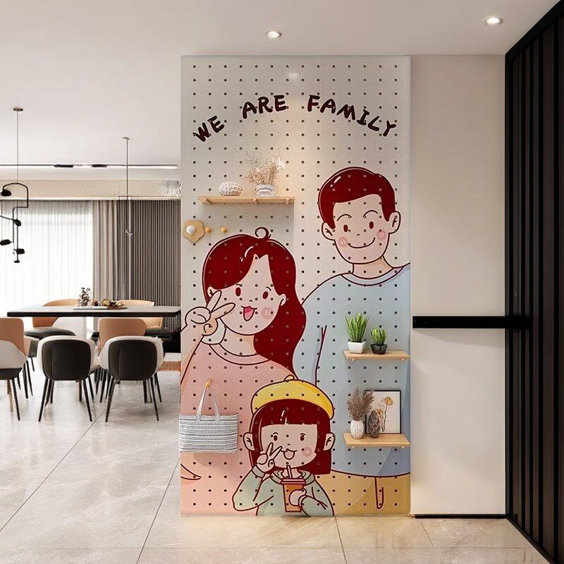 实木洞洞板定制图案创意插画云朵造型墙面洞洞板入户玄关装饰收纳图片