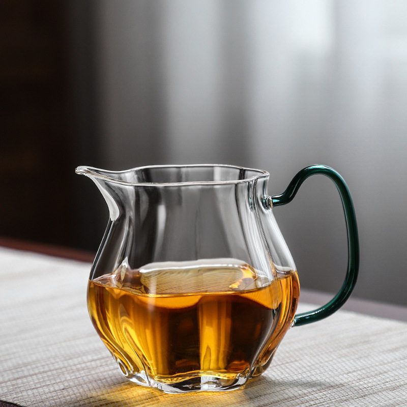日式公道杯耐热玻璃透明带把手分茶器匀杯家用泡茶杯茶海功夫茶具图片