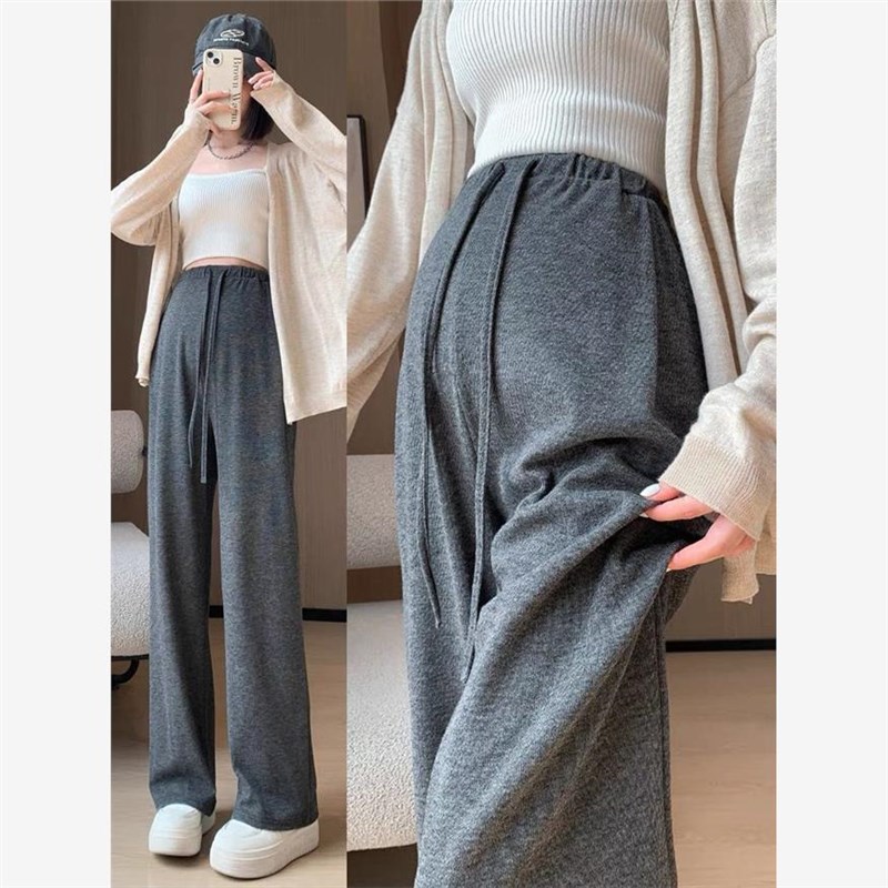 孕妇裤子春秋款h外穿阔腿裤无托腹拖地裤秋季小个子糯米裤孕妇秋